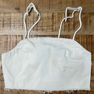 Zara White Denim Crop Top